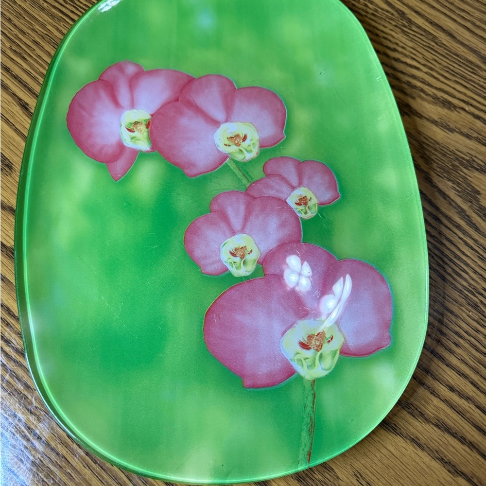 Vintage Floral Green and Pink Plate